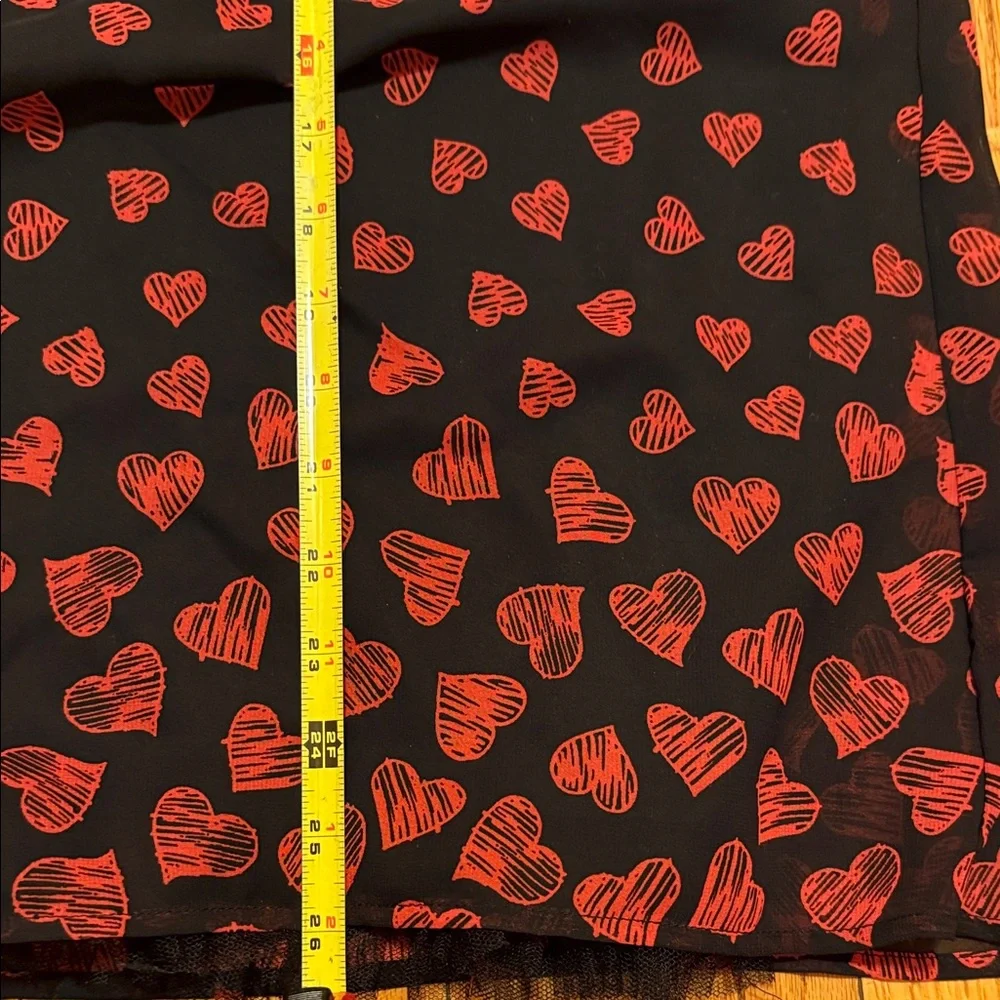 Chic Black Dress with Red Heart Pattern‎ Perfect for Valentines Day 💕
